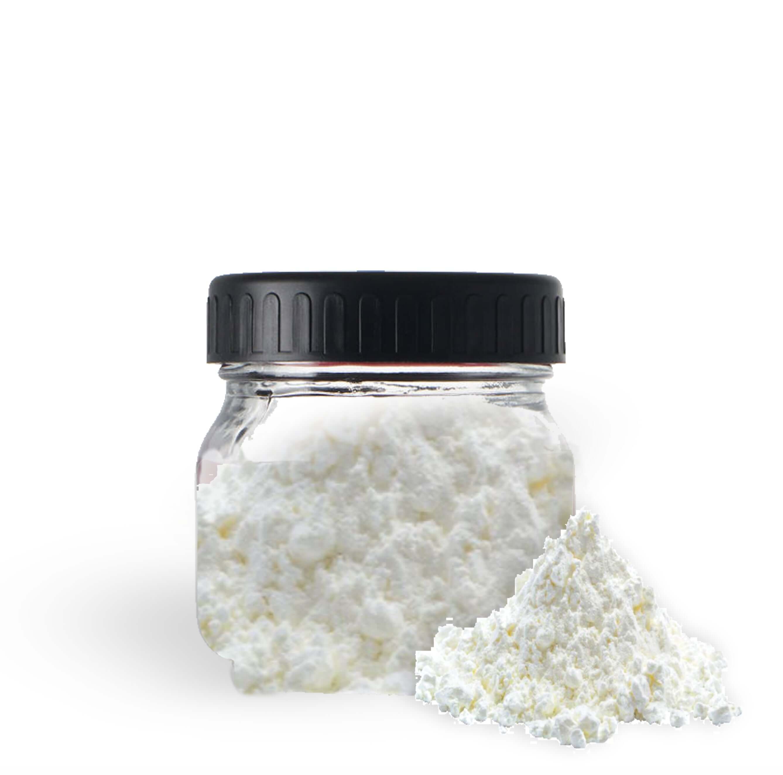 Go North Hemp CBD Isolate Powder in clear jar — 99% pure bulk cannabidiol extract for wholesale formulations and lab testing.